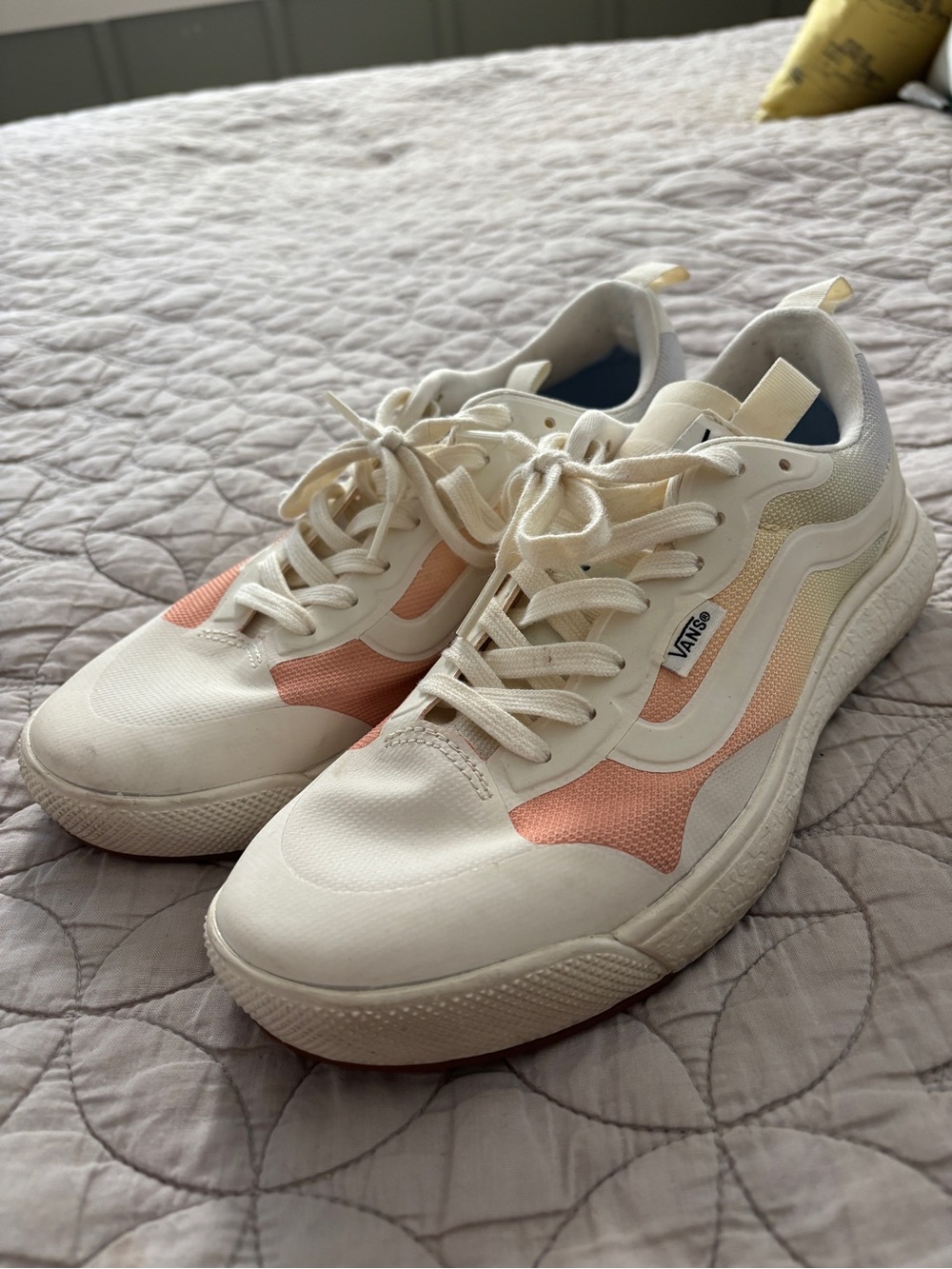 Vans Cream Sneakers with Peach Panels